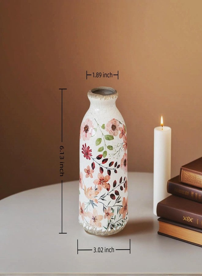 lyvantha Ceramic Small Vase, Rustic Farmhouse Vintage Flower Vase for Home Decor, Floral Centerpiece for Table, Shelf, Mantle,Living Room,Kitchen, Office,Boho Chic Gift Idea for Christmas, Housewarming - Image 2